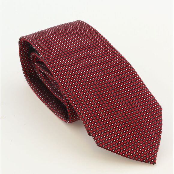 Emporio Armani Mens Rio Red Black Dotted Tie – Made in Italy - Picture 1 of 1